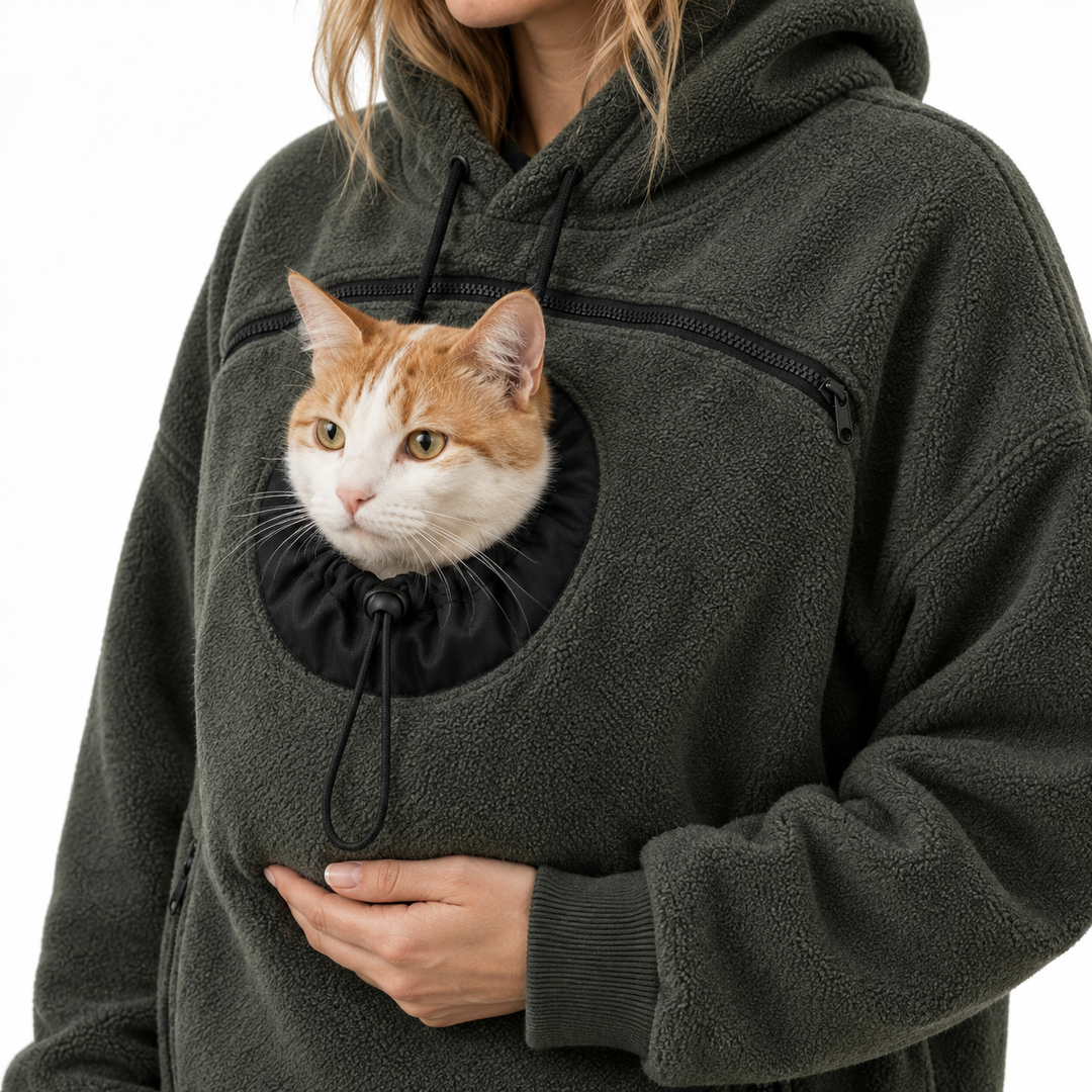Corvina | Women's Sherpa Pet Carrier Hoodie with Peek-Out Pouch