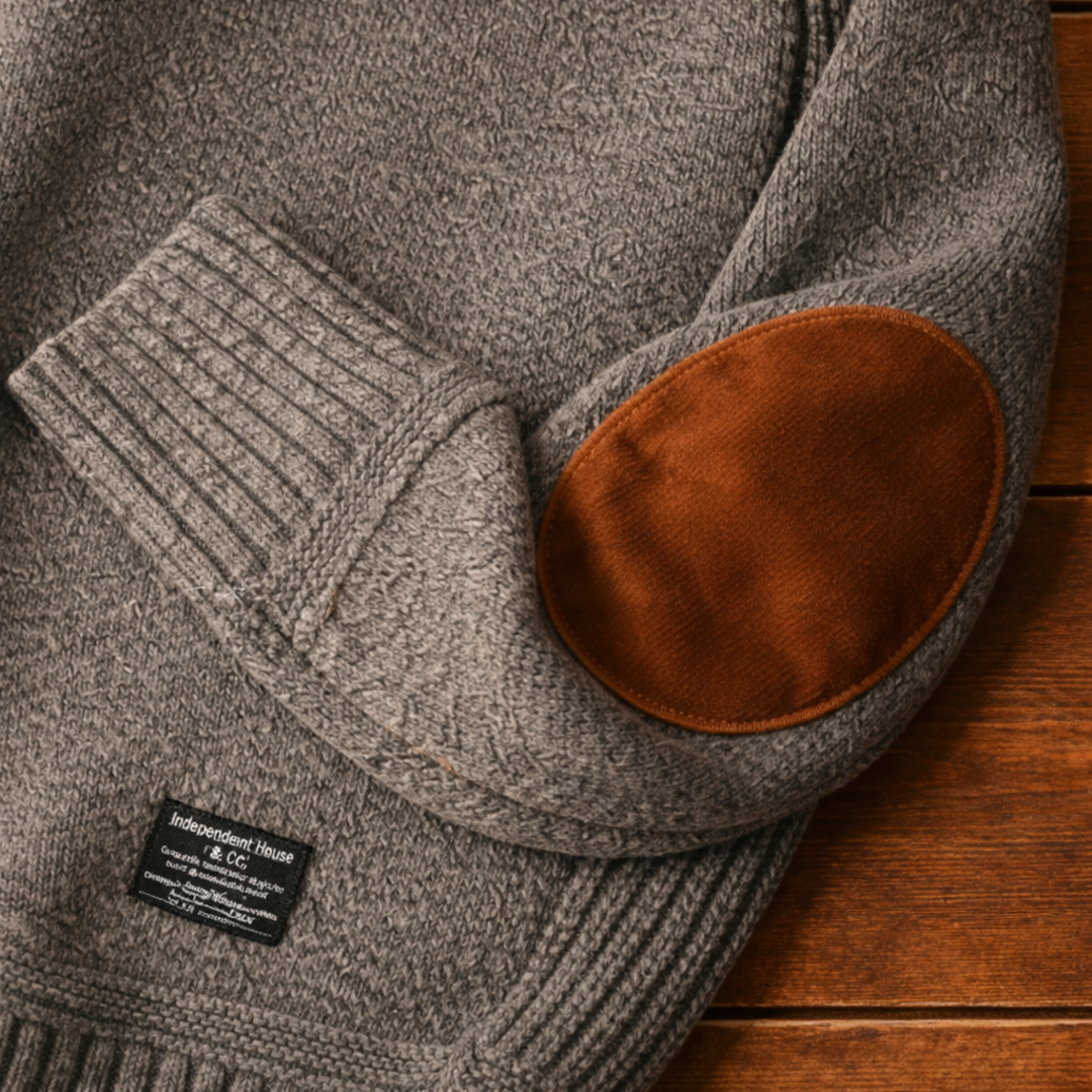 Giada | Women's Crew Neck Knit Sweater with Elbow Patches