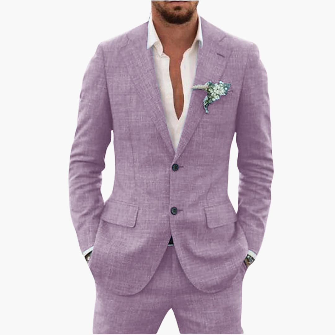 Herren-Leinenanzug – Zweiteiliges Set mit einreihigem Blazer & Hose für Sommer und Urlaub