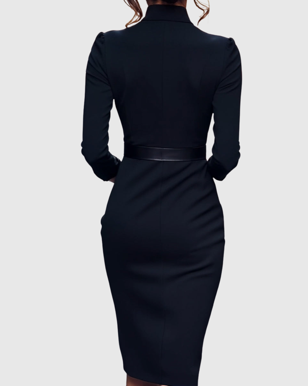 Rosamond | Women's Belted V-Neck Long Sleeve Midi Dress
