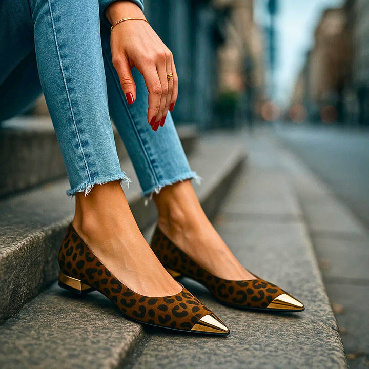 Delfine Pointed-Toe Flats with Metal Toe Cap - image 8