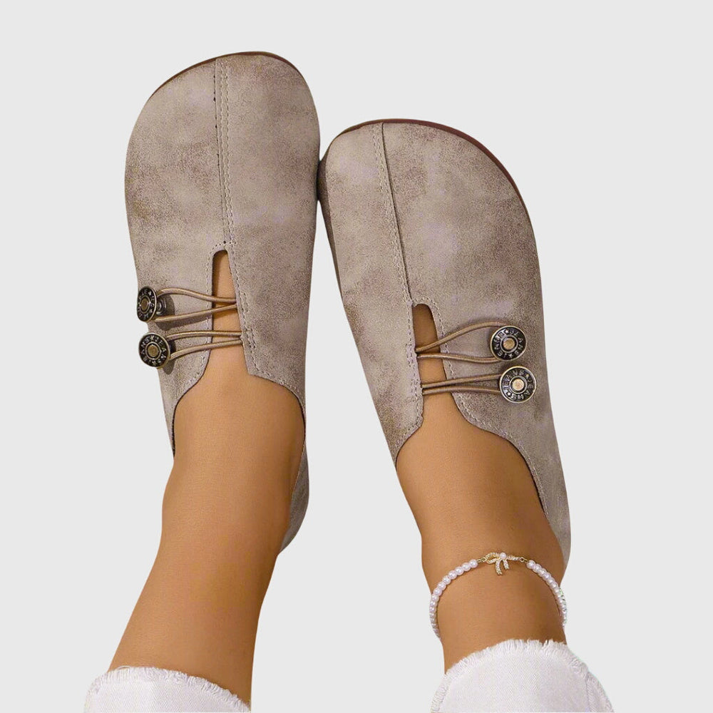 Josephine | Slip-On Flat Shoes with Button Detail for Women - Lavinem
