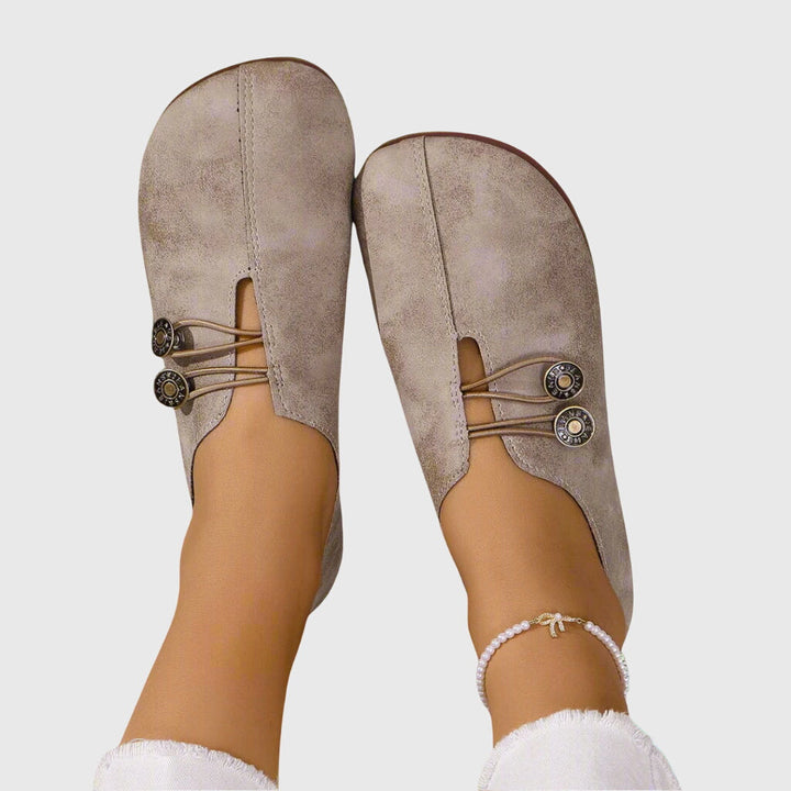 Josephine | Slip-On Flat Shoes with Button Detail for Women - Lavinem