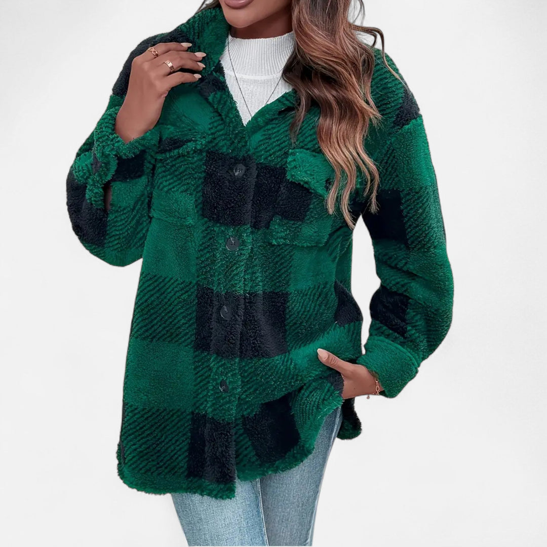 Klementine | Women's Checkered Plush Winter Jacket