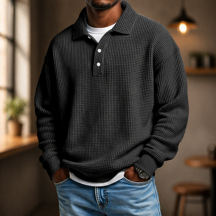 Gavin | Men's Textured Polo Knit Sweater