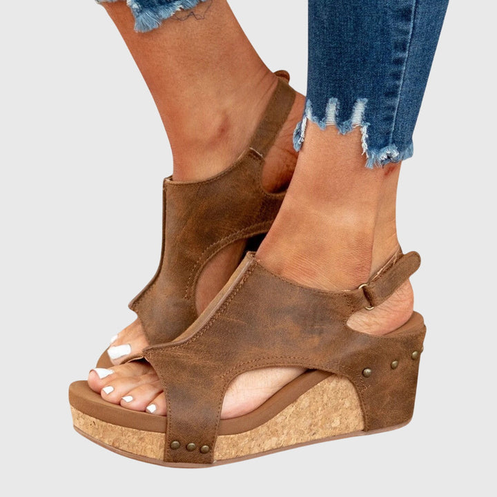 Women's Orthopedic Cushioned Wedge Buckle Sandals for Walking — view 11