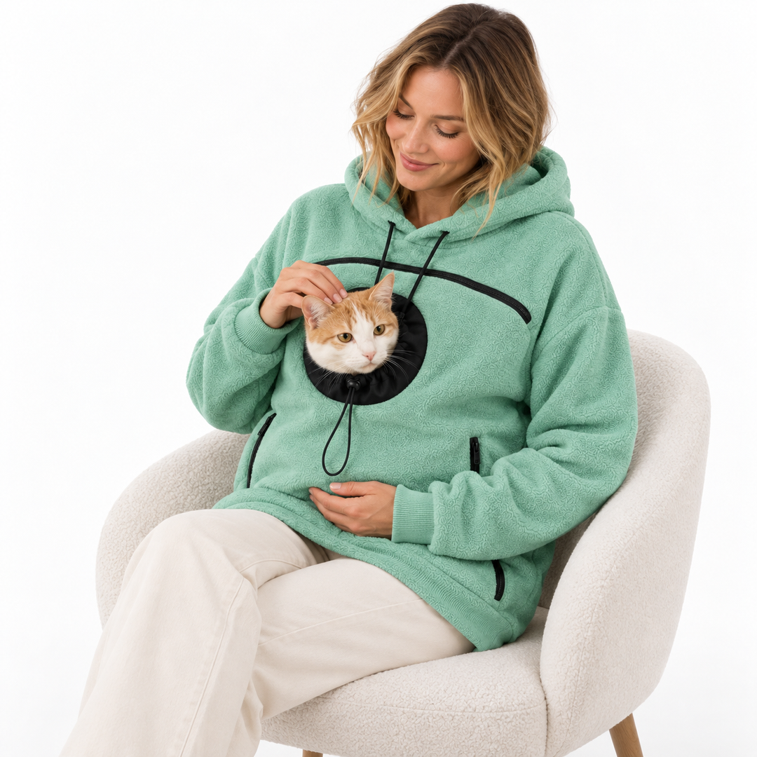 Corvina | Women's Sherpa Pet Carrier Hoodie with Peek-Out Pouch