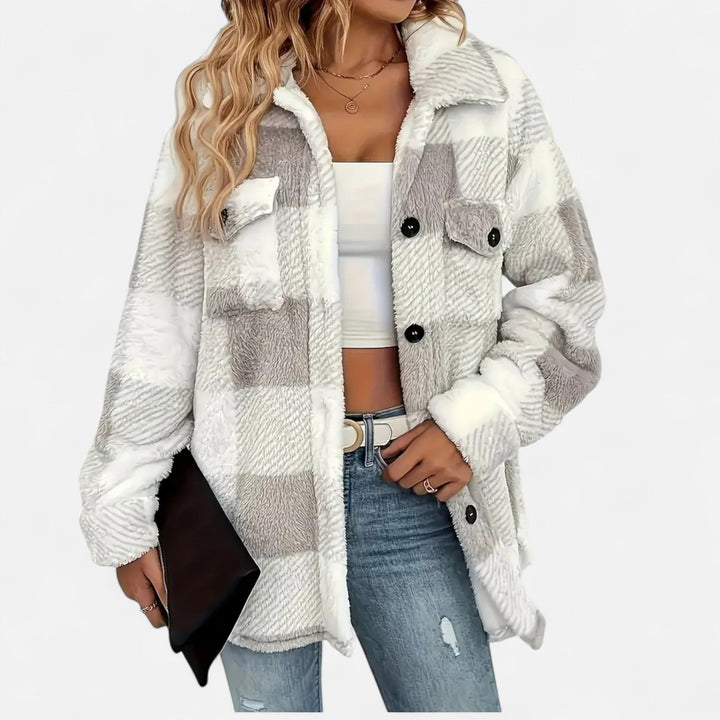 Klementine | Women's Checkered Plush Winter Jacket