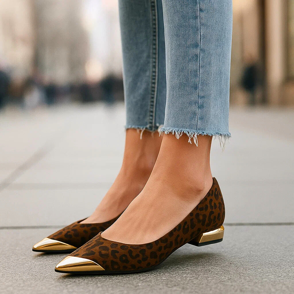 Delfine Pointed-Toe Flats with Metal Toe Cap - image 9