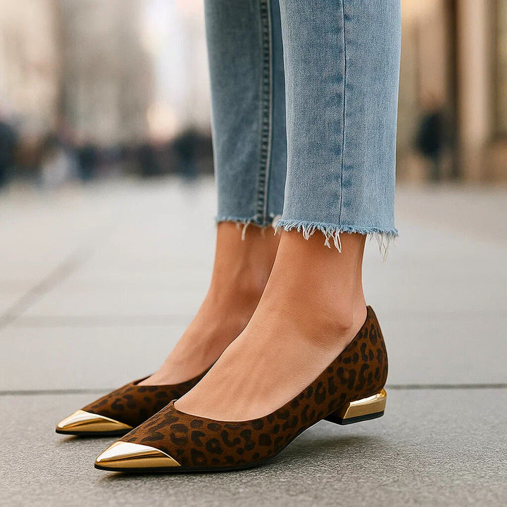 Delfine Pointed-Toe Flats with Metal Toe Cap - image 9