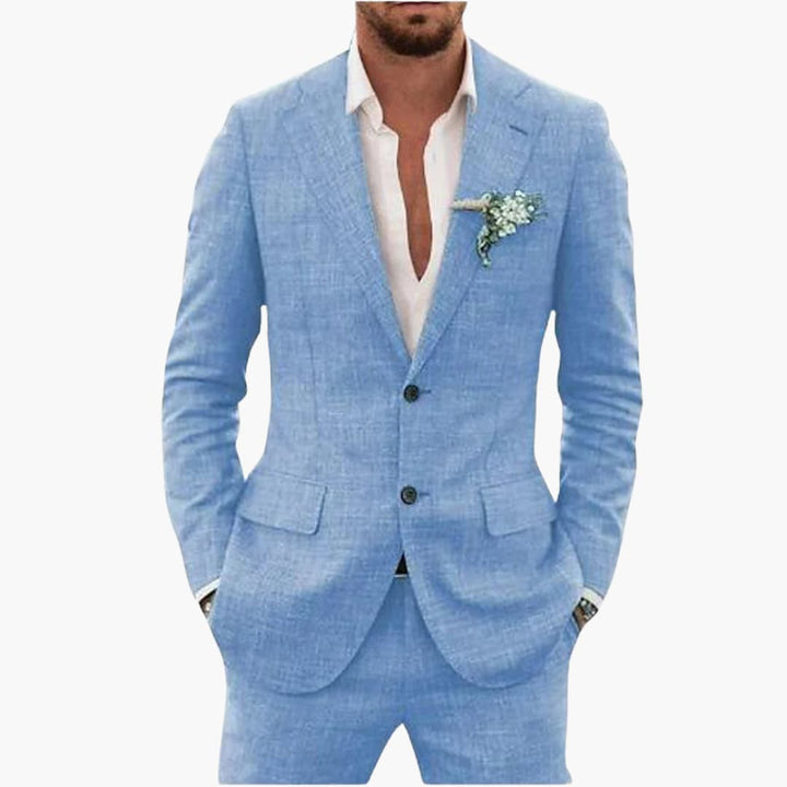 Herren-Leinenanzug – Zweiteiliges Set mit einreihigem Blazer & Hose für Sommer und Urlaub