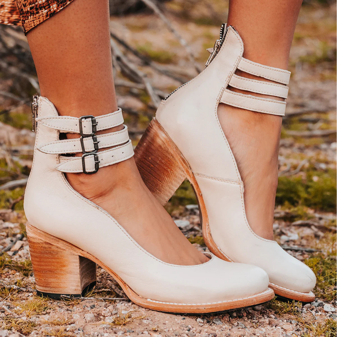 Delyth | Women's Block Heel Ankle Boots with Buckle Straps
