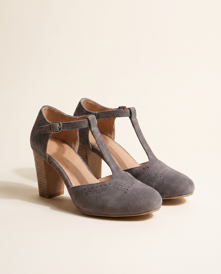 Clarisse | Women's T-Bar Block Heel Dress Shoes - studio product shot