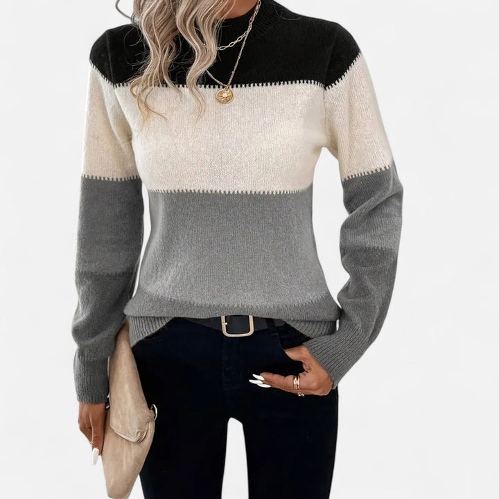 Charlene | Women's Striped Knit Crew Neck Sweater