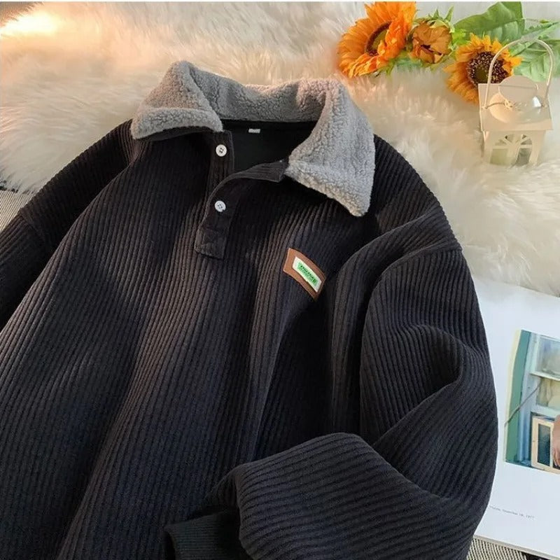 Fitzgerald | Men's Fleece Collar Ribbed Polo Sweater