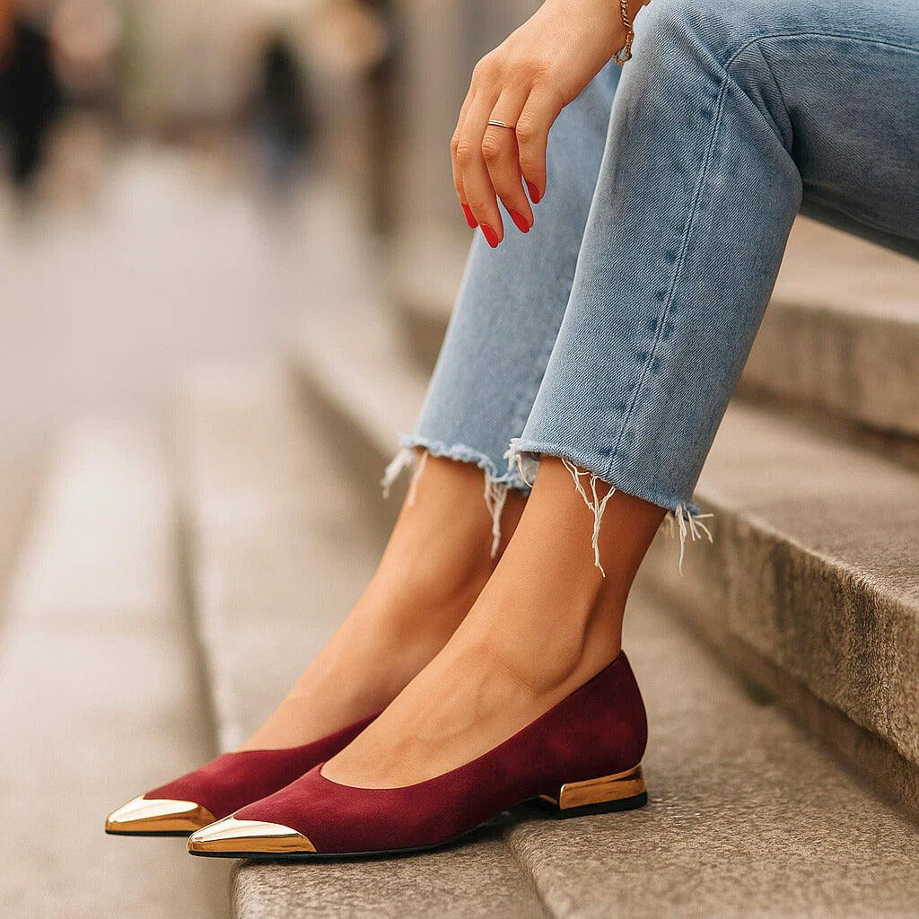 Delfine Pointed-Toe Flats with Metal Toe Cap - image 6