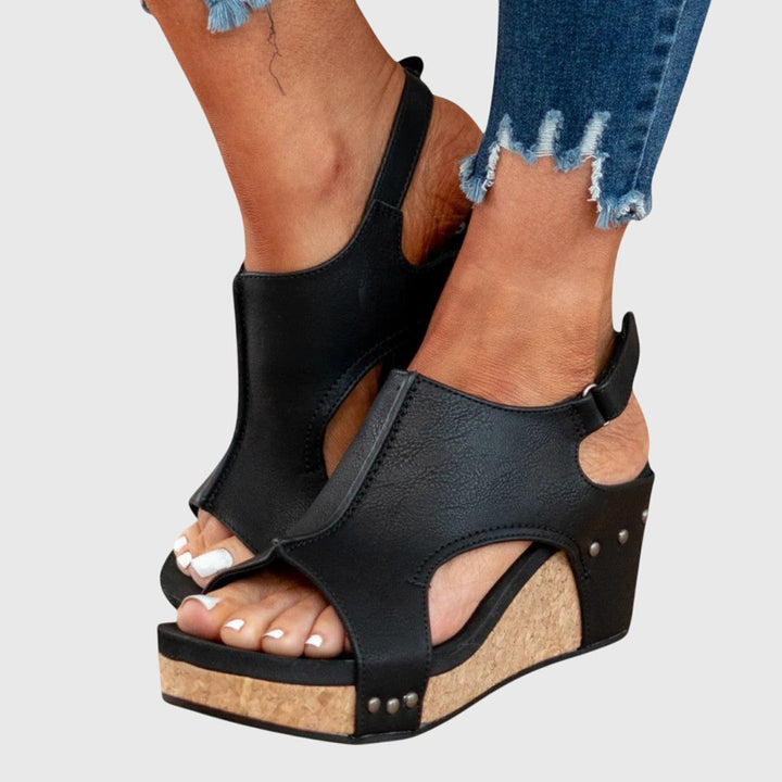 Women's Orthopedic Cushioned Wedge Buckle Sandals for Walking — view 6