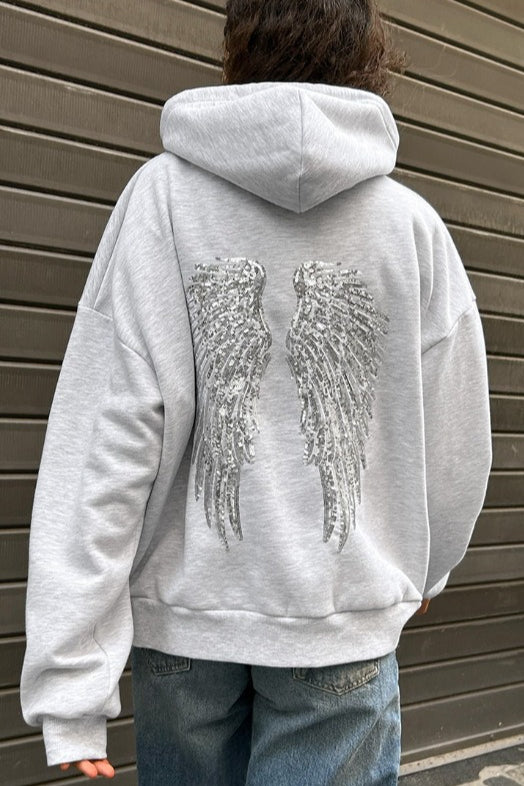 Odetta | Women's Sequin Wing Oversized Hoodie