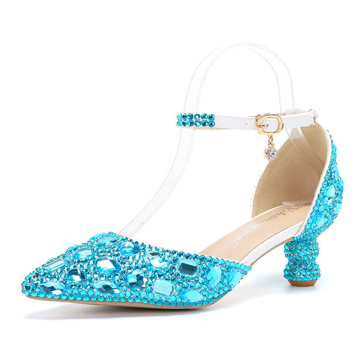 Rosabelle | Women's Rhinestone Pointed-Toe Ankle Strap Pumps