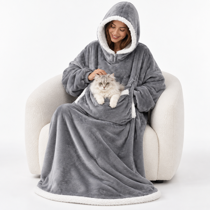 Rosaleen | Women's Oversized Sherpa Blanket Hoodie with Pet Pouch