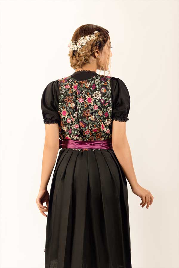 Hannelore | Women's Floral Dirndl Dress with Satin Apron - view 2