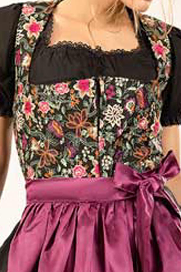 Hannelore | Women's Floral Dirndl Dress with Satin Apron - view 6