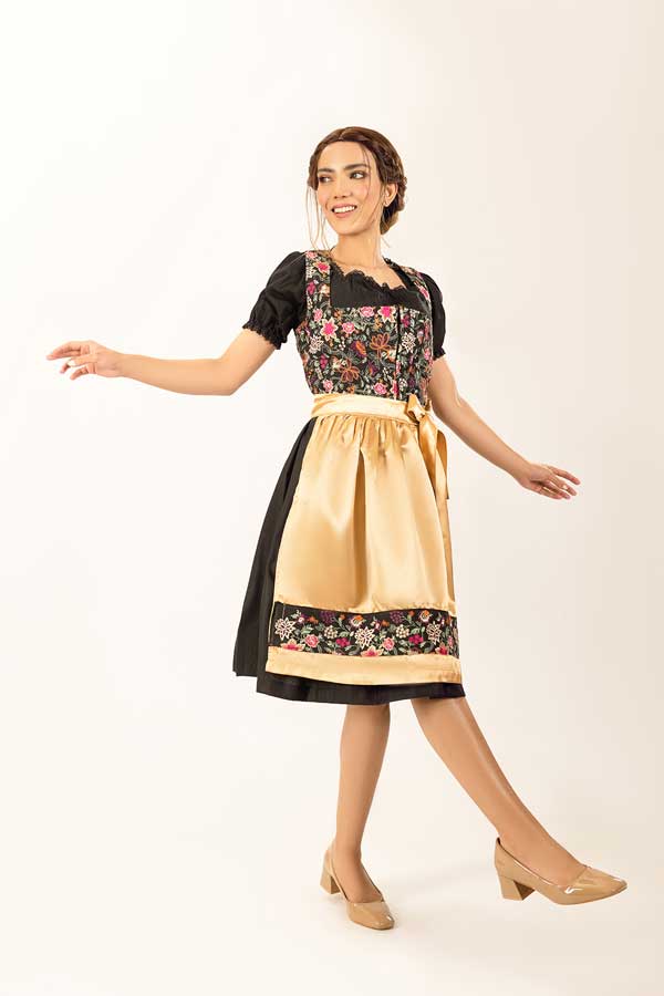 Waltraud | Women's Floral Dirndl Dress with Golden Apron - view 5