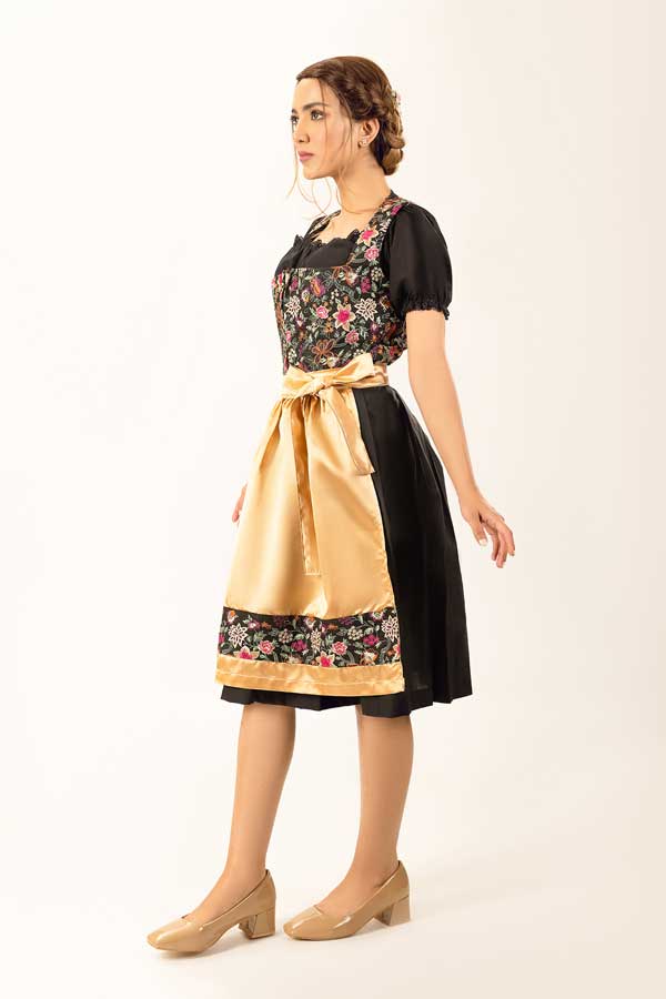 Waltraud | Women's Floral Dirndl Dress with Golden Apron - view 4