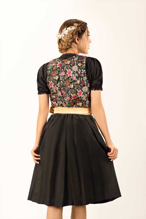 Waltraud | Women's Floral Dirndl Dress with Golden Apron - view 2
