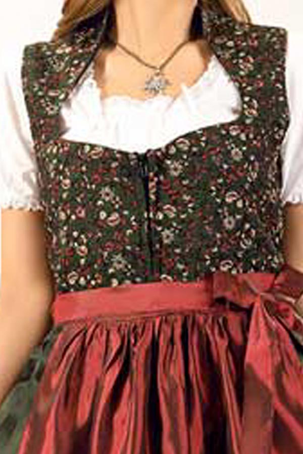 Magdalena | Women's Floral Bodice Dirndl Dress with Satin Apron - view 7