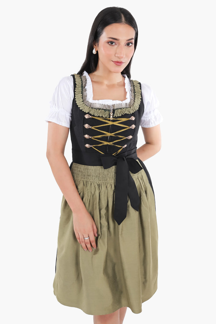 Franziska | Women's Midi Dirndl Dress with Contrast Apron - view 2