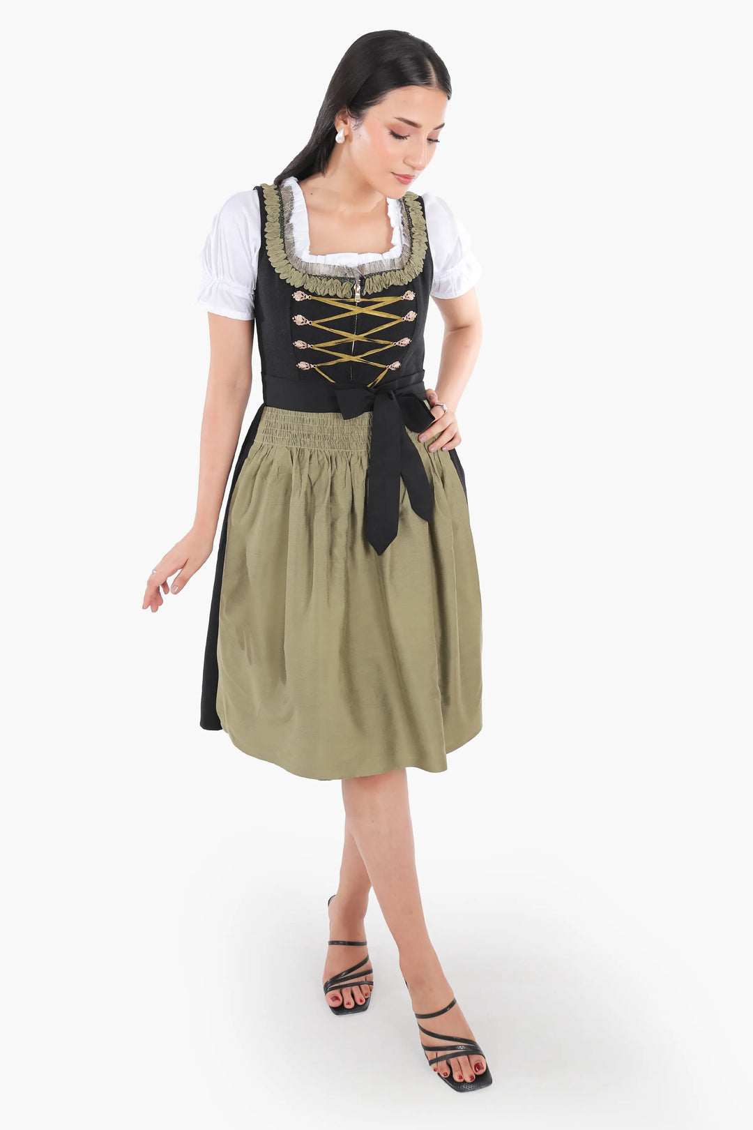 Franziska | Women's Midi Dirndl Dress with Contrast Apron - view 4