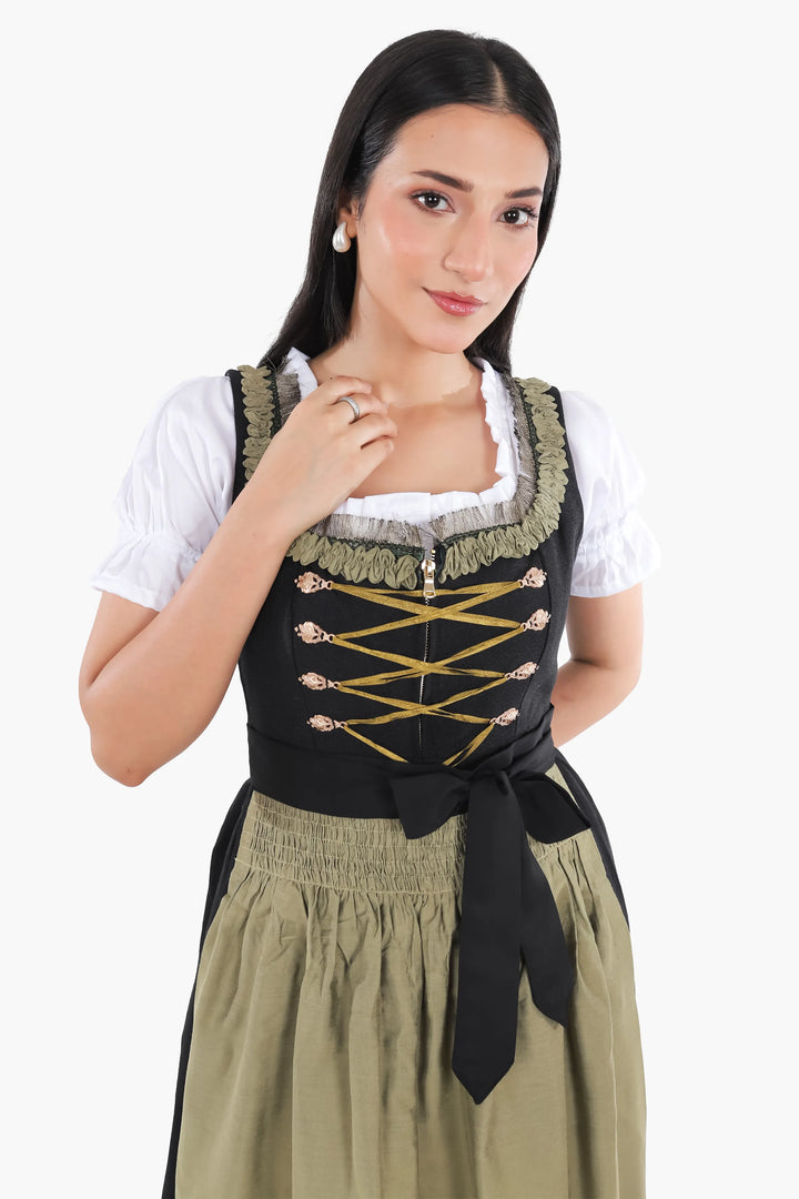 Franziska | Women's Midi Dirndl Dress with Contrast Apron - view 5
