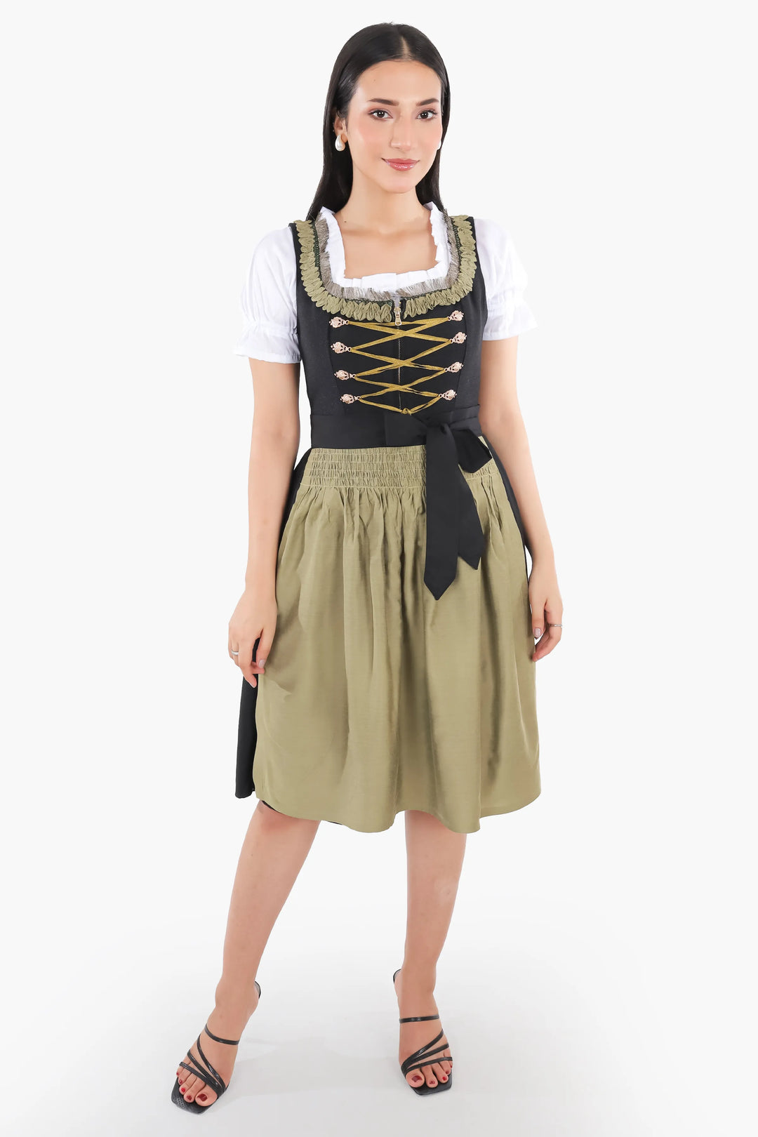 Franziska | Women's Midi Dirndl Dress with Contrast Apron - view 1