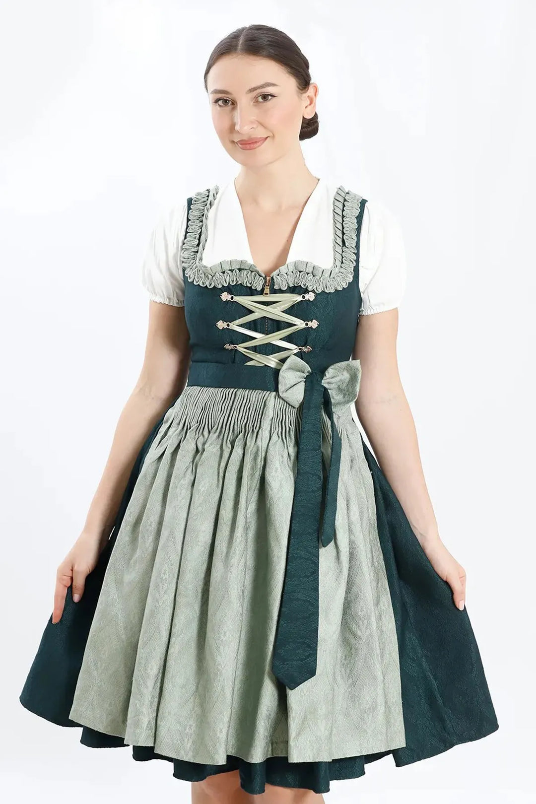 Bernadette | Women's Midi Dirndl Dress with Lace-Up Bodice - view 2