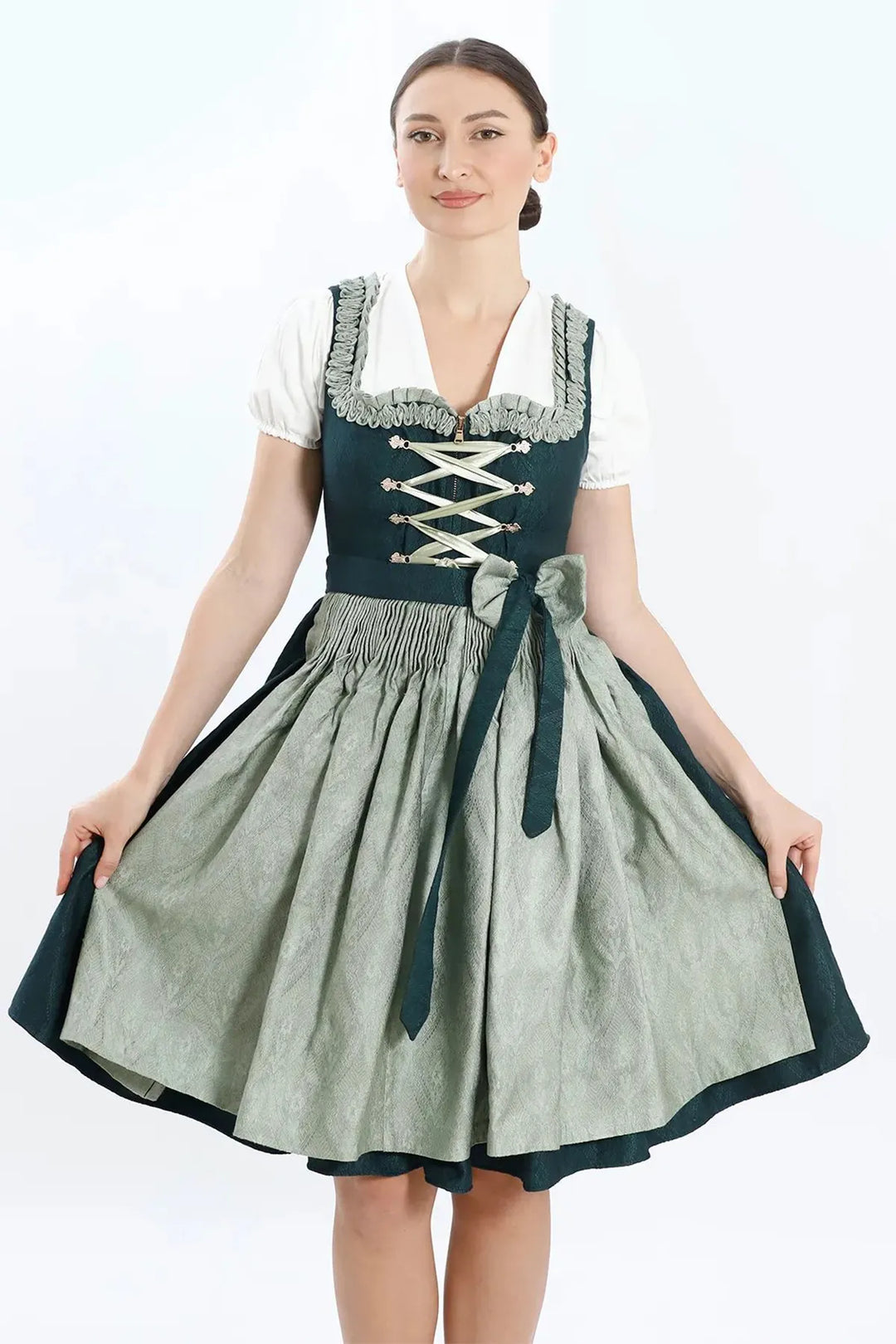 Bernadette | Women's Midi Dirndl Dress with Lace-Up Bodice - view 4
