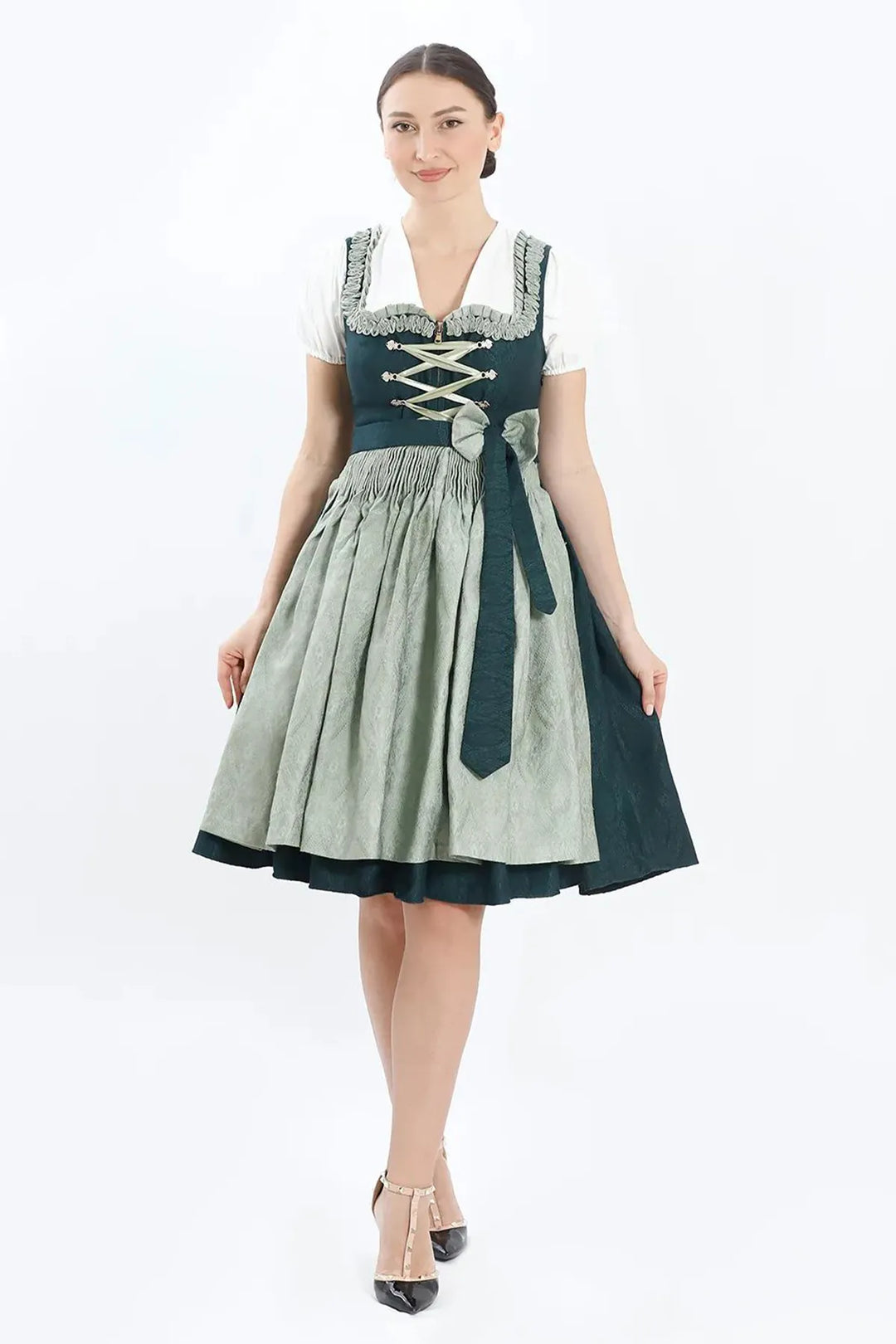 Bernadette | Women's Midi Dirndl Dress with Lace-Up Bodice - view 1