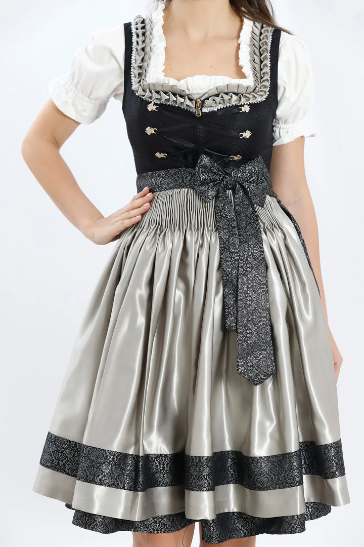Roswitha | Women's Midi Dirndl Dress with Silver Apron - view 3