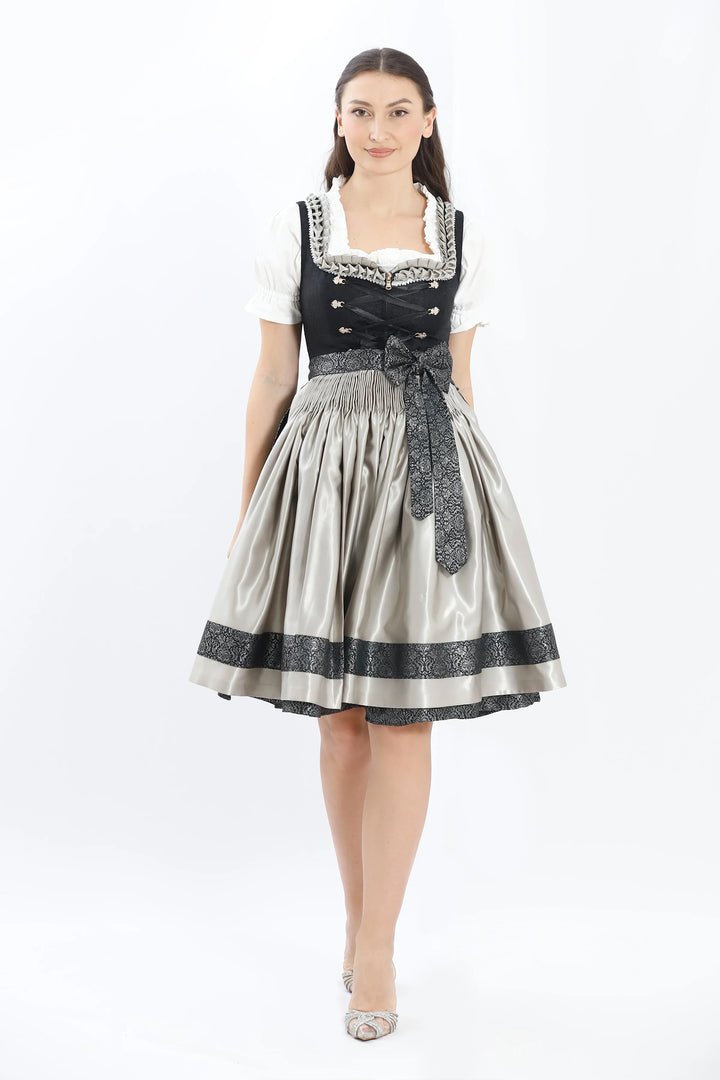 Roswitha | Women's Midi Dirndl Dress with Silver Apron - view 4