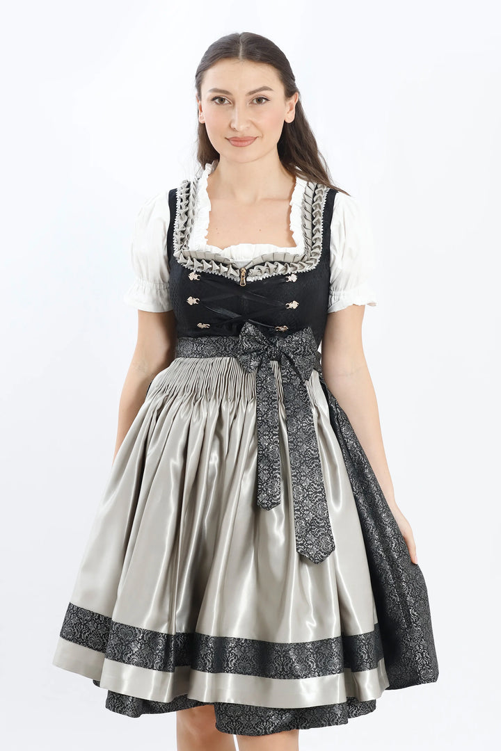 Roswitha | Women's Midi Dirndl Dress with Silver Apron - view 5