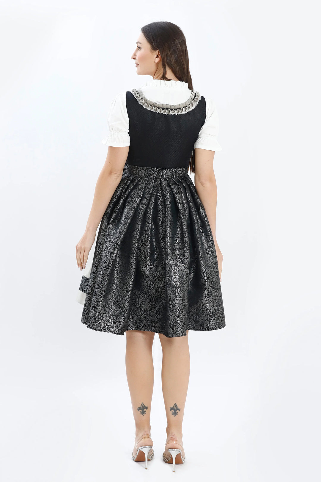 Roswitha | Women's Midi Dirndl Dress with Silver Apron - view 6