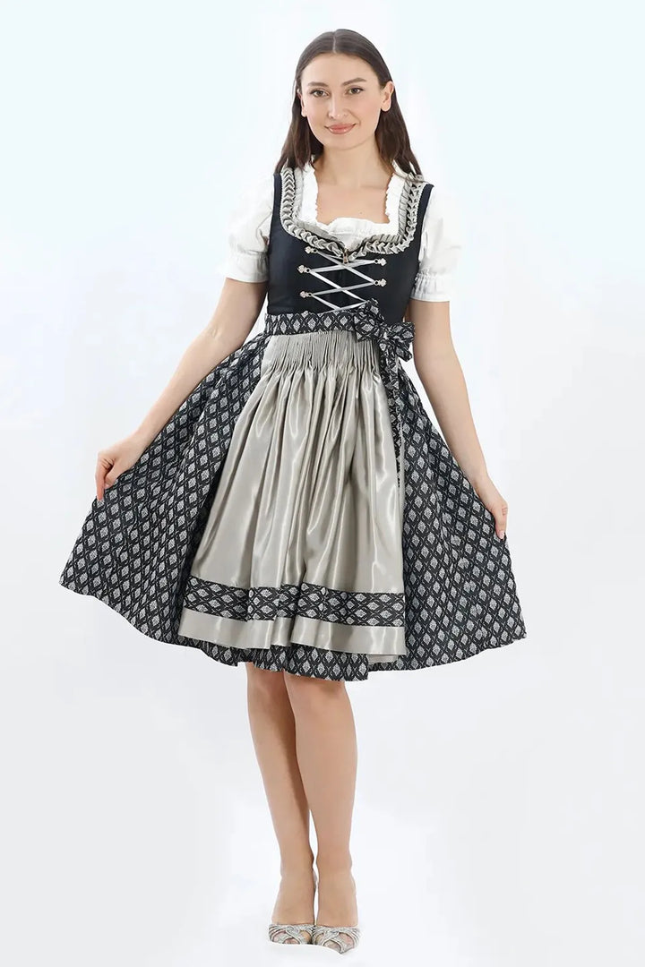 Resi | Women's Midi Dirndl Dress with Polka Dot Apron - view 4