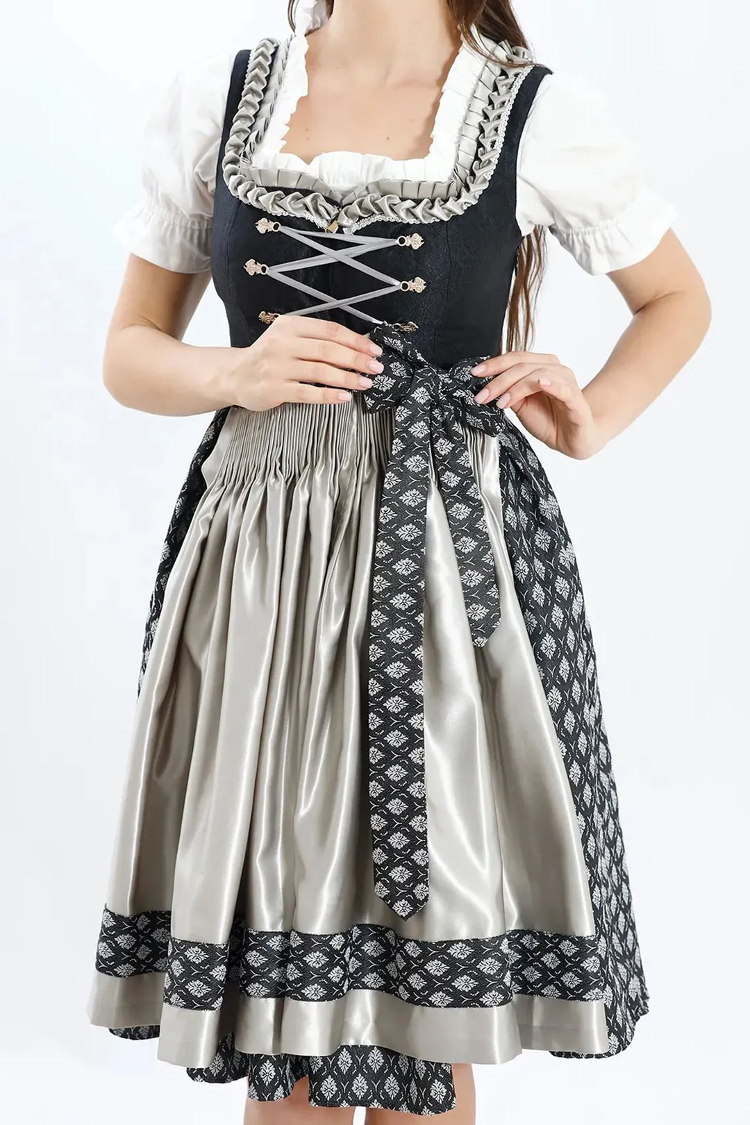 Resi | Women's Midi Dirndl Dress with Polka Dot Apron - view 3