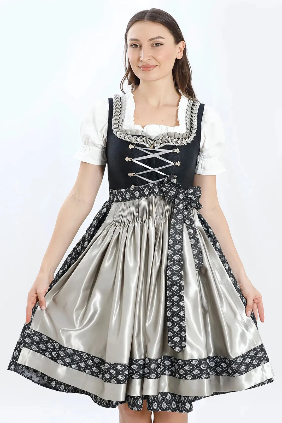 Resi | Women's Midi Dirndl Dress with Polka Dot Apron - view 2