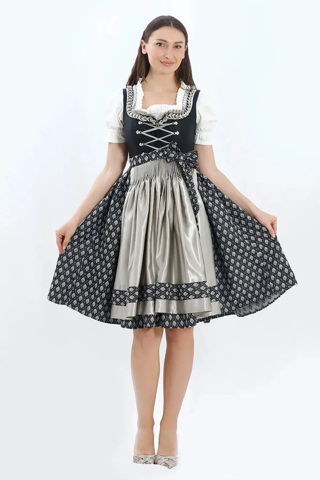 Resi | Women's Midi Dirndl Dress with Polka Dot Apron - view 6