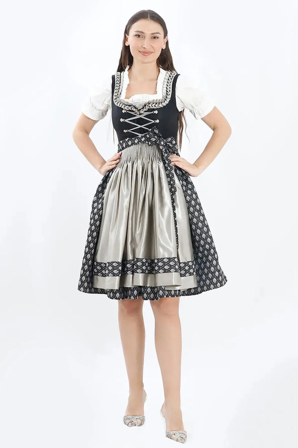 Resi | Women's Midi Dirndl Dress with Polka Dot Apron - view 1
