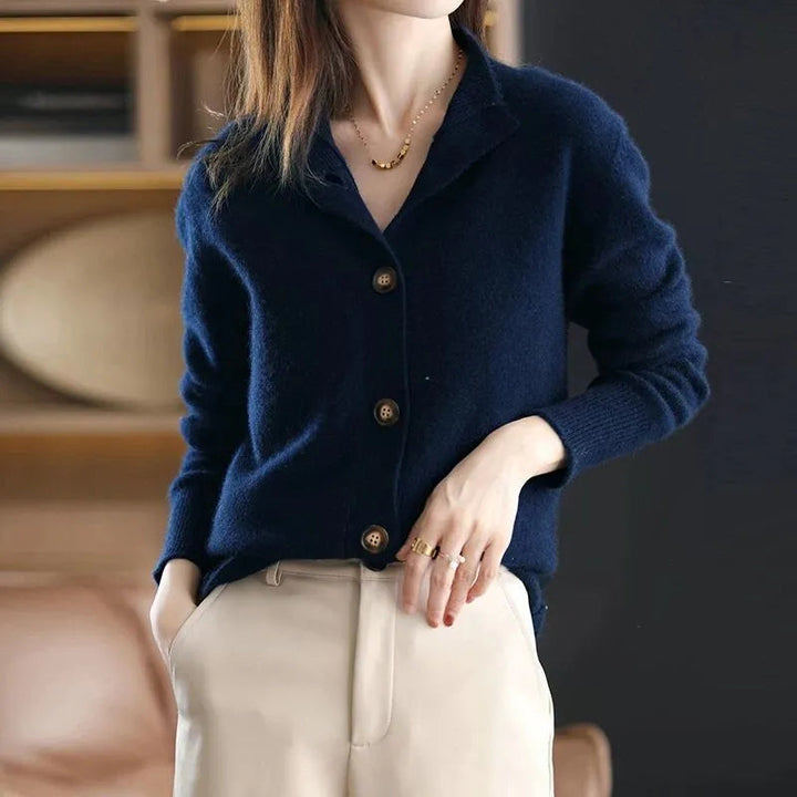 Valda | Women's Ribbed Collar Button Cardigan