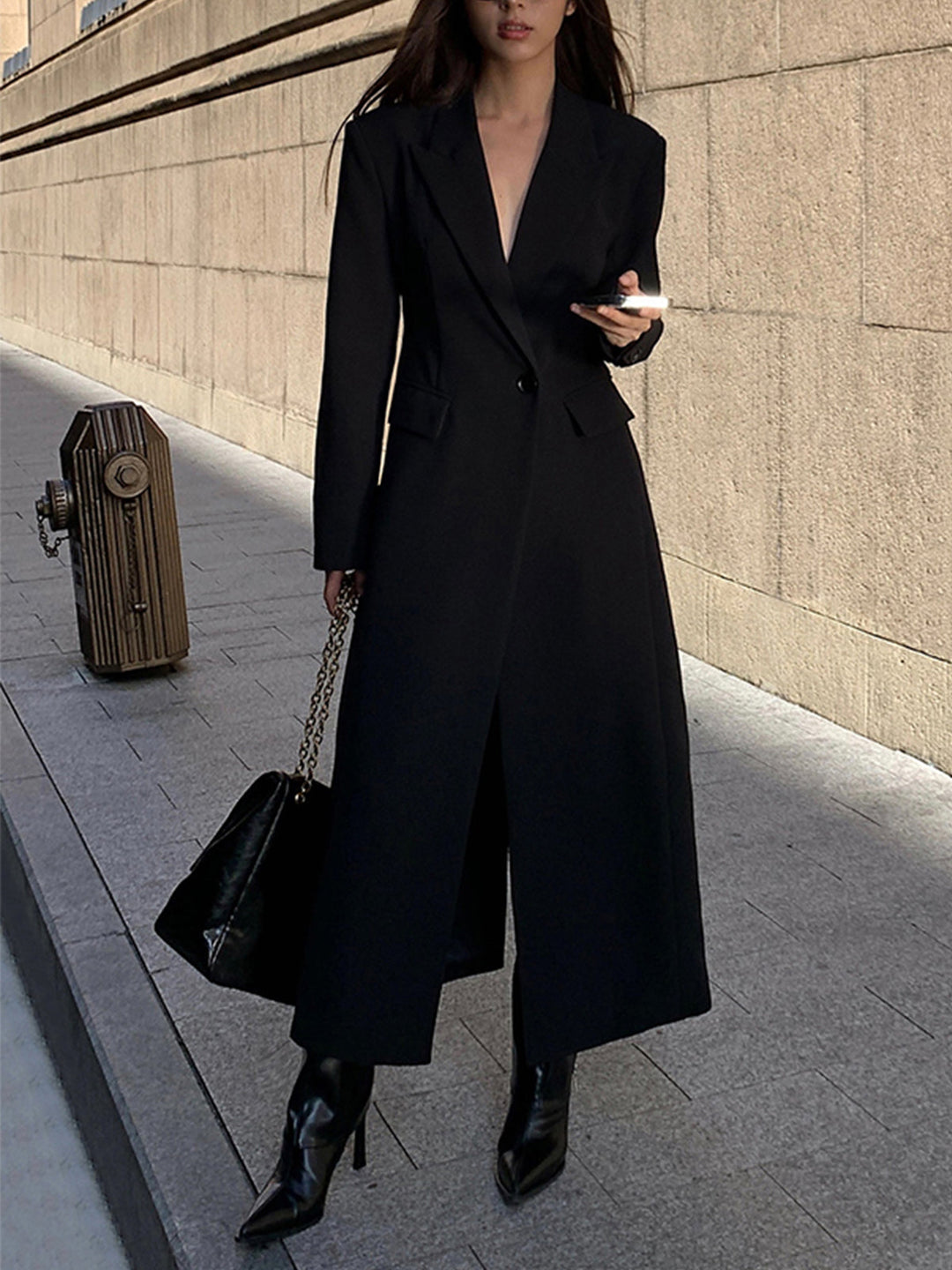 Caitlin | Women's Black Long Tailored Coat