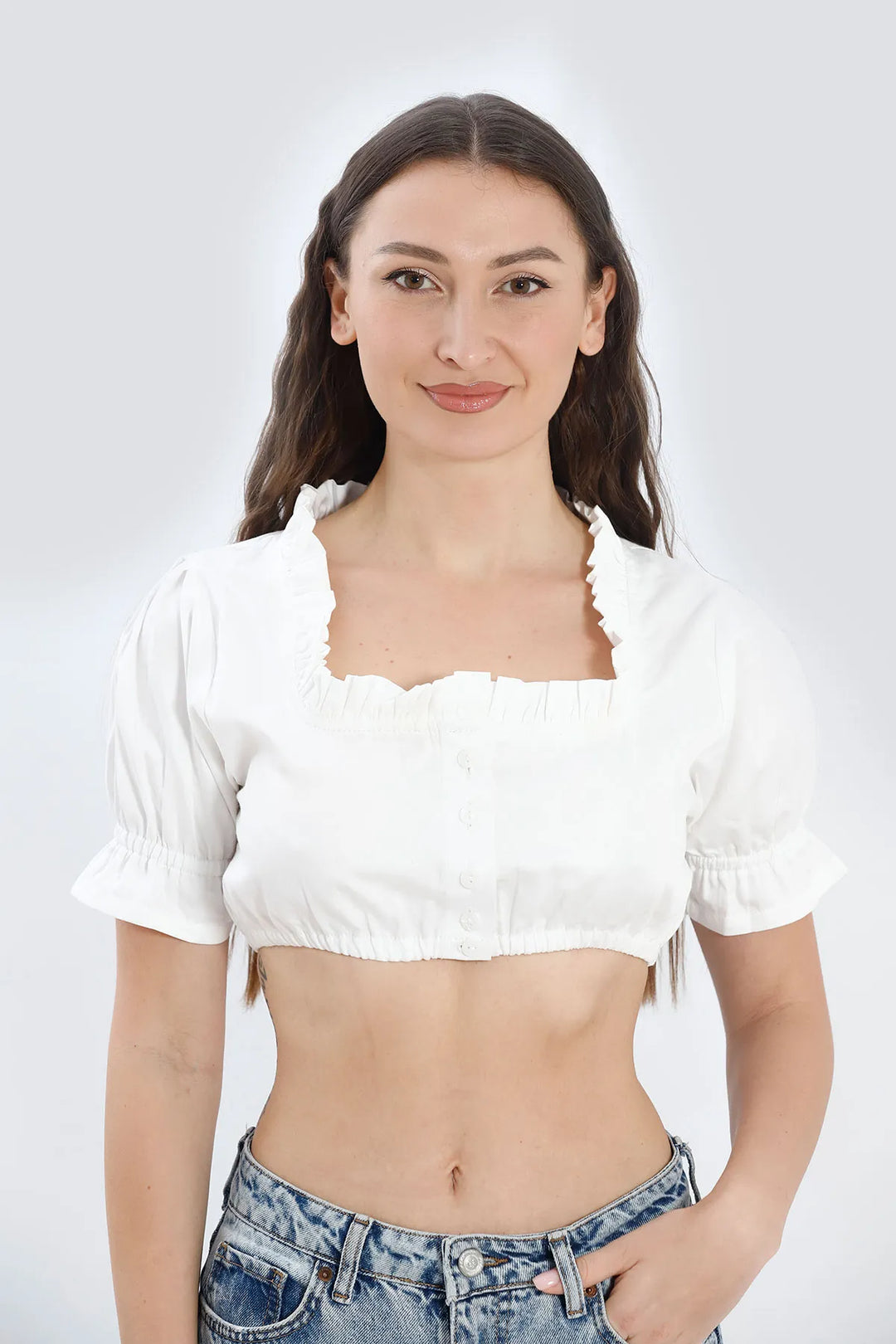 Leonore | Women's Dirndl Blouse with Ruffled Collar - view 1