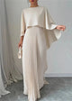 Women's Pleated Cape-Overlay Maxi Dress for Wedding Guests — view 1